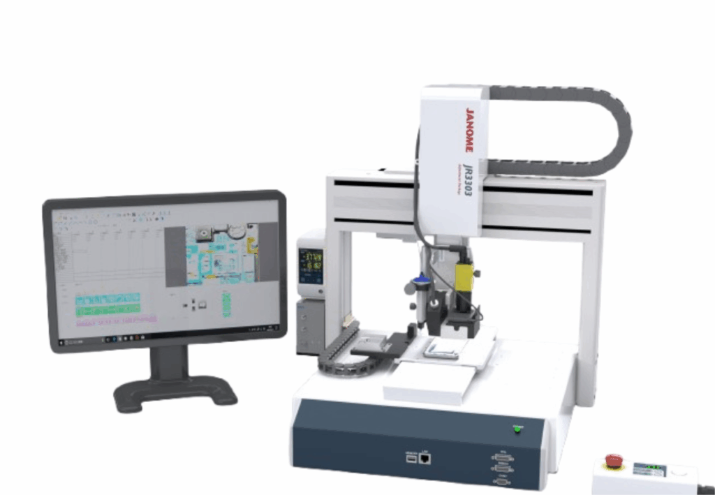 Robot de escritorio JANOME JR3303 en estación de automatización, 300 x 320 mm, 3 ejes