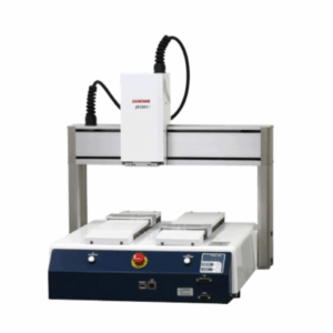 Robot JANOME JR3000T Dual Table con sistema de doble mesa en operación industrial